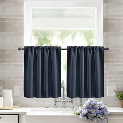 Pure Color Short Tier Curtains for Small Window Treatment Durable Short Blackout Curtain Washable Half Window Curtains