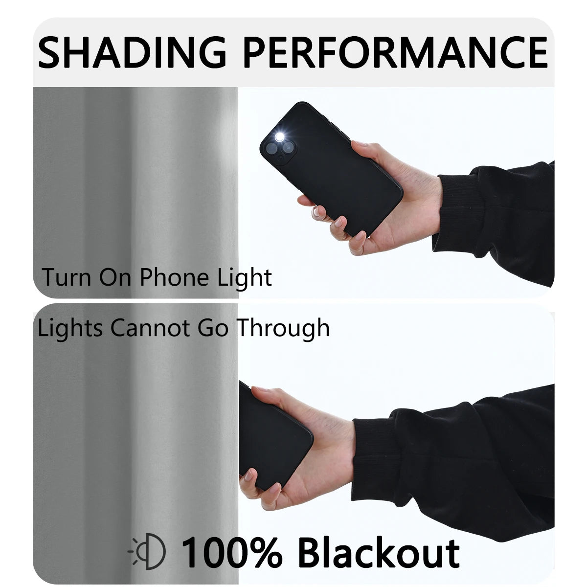 1pc 100% Blackout Curtain, Solid Color Curtains with Rod Pocket, Bedroom Living Room Curtains for Windows Curtain