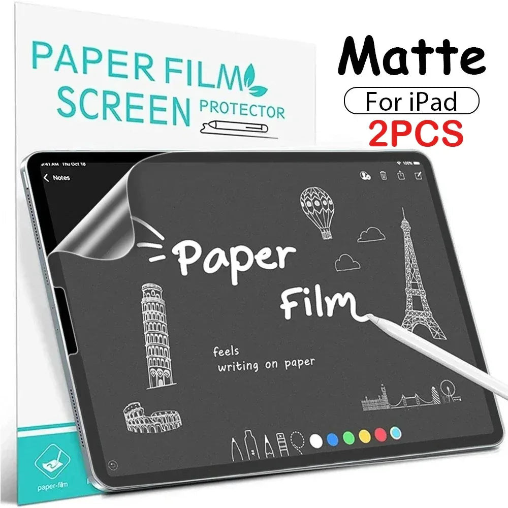 2PCS Matte Like Paper Film Screen Protector for IPad A16 11th Pro 13 12.9 11 2025 M5 M4 Air 4 5 3 10th 9th 8th 7 Mini 6 7 Screen