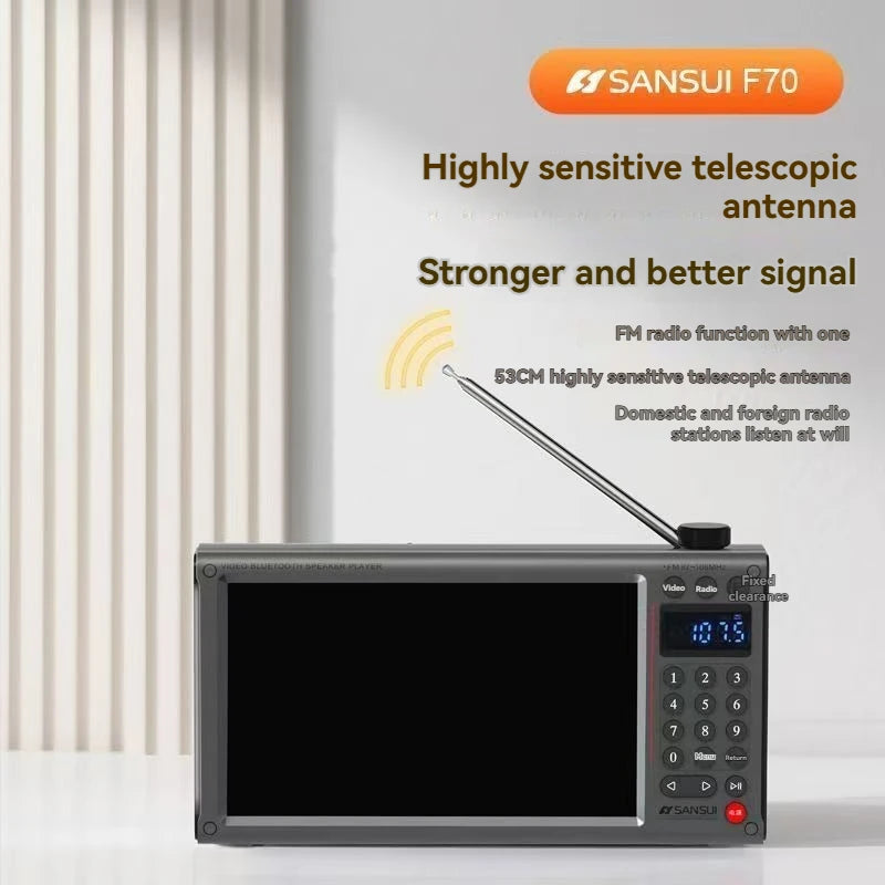 SANSUI F70 new 7-inch high-definition video player with dual card slots one click music selection and ultra long battery life