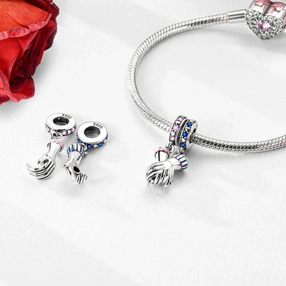 925 Silver Valentine's Day Charms Bead Sparkling Sweet Heart Rose Bear Charm Fit Original Bracelet Bangle Woman DIY Jewelry Gift