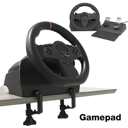 270° Gaming Simracing Car Pedal Game Steering Wheel Vibration Controller for PC PS3/PS4/Switch/ Xbox One/Xbox Series X/S