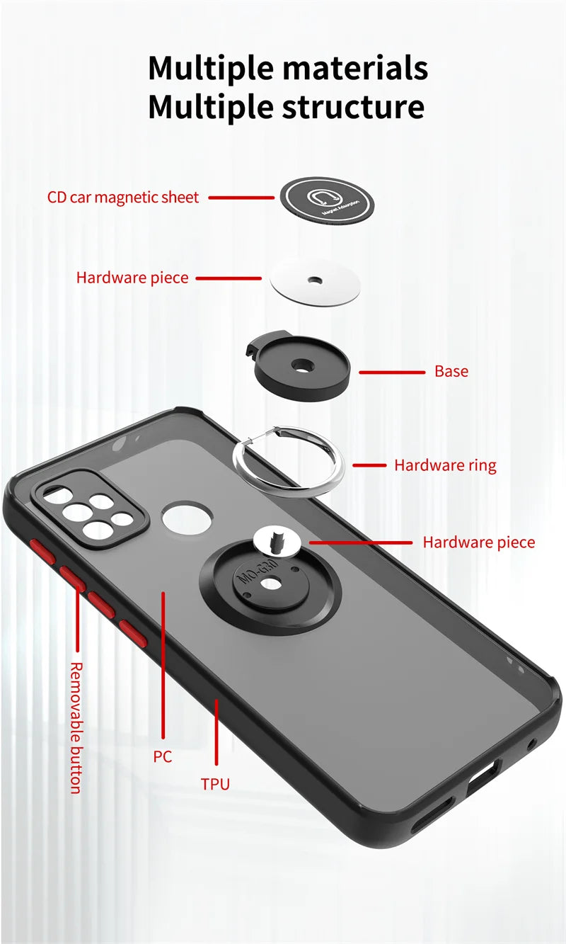 Funda For Motorola G10 G20 G30 Case Shockproof Armor Magnetic Holder Ring Case For Moto G31 G41 G51 G71 Hard PC Matte Back Cover