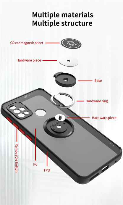 Funda For Motorola G10 G20 G30 Case Shockproof Armor Magnetic Holder Ring Case For Moto G31 G41 G51 G71 Hard PC Matte Back Cover