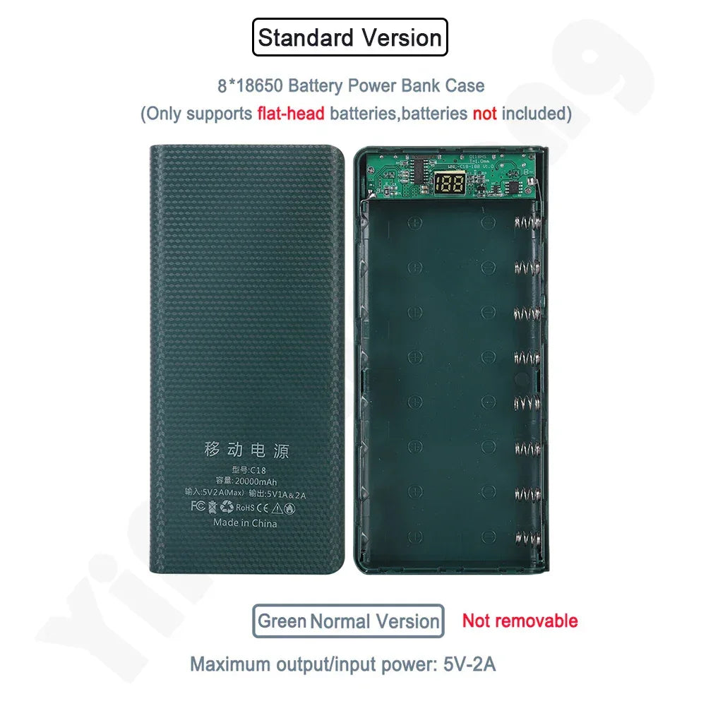 Fast Charging 18650 Power Bank 20000mAh USB Type C 5V Cases Battery Charge Storage Box Without Battery For iPhone Xiaomi Huawei