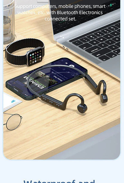 KS-19 Bone Conduction Headphones Bluetooth V5.1 Wireless Headset Sports Neckband Earphones Ear Hook For Workouts Running Driving