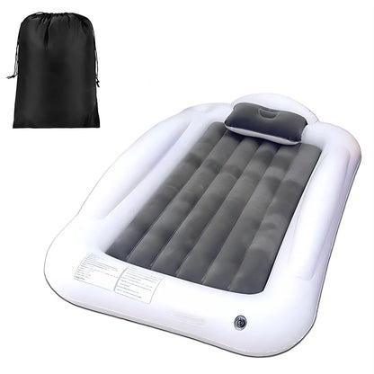 Portable Inflatable Toddler Travel Guardrail Air Mattress Mattress for Kids- Summer Outdoor Beach Sleeping Pad WIth Flocking