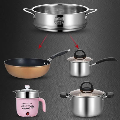 304 Stainless Steel Steamer Basket 16-32cm Thickened Pot Steaming Grid Safe Material Thicken Strainer Food Steam Rack