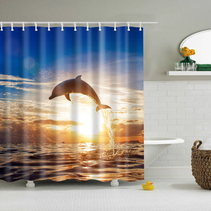 Customized Blue sky Beach Shower Curtain Modern scenery print Bathroom 3D Blackout curtain Large 180x200cm for bathroom cortina