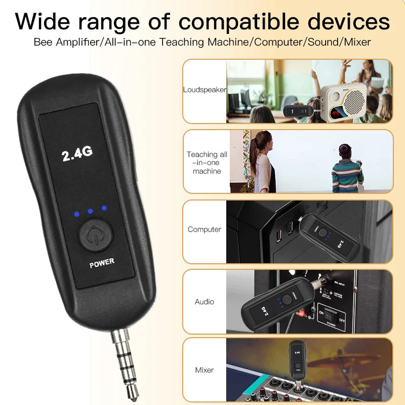 2.4G Head-mounted Wireless Lavalier Microphone Set Transmitter with Receiver for Amplifier Voice Speaker Teaching Tour Guide
