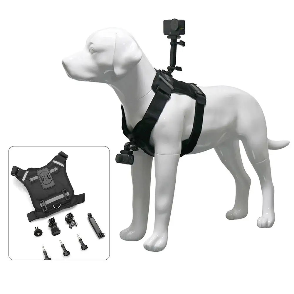 Dog Harness for All Action Cameras Soft Adjustable Dog Harness Mount for Large Medium Small Dogs Used for Chest Back Fixation