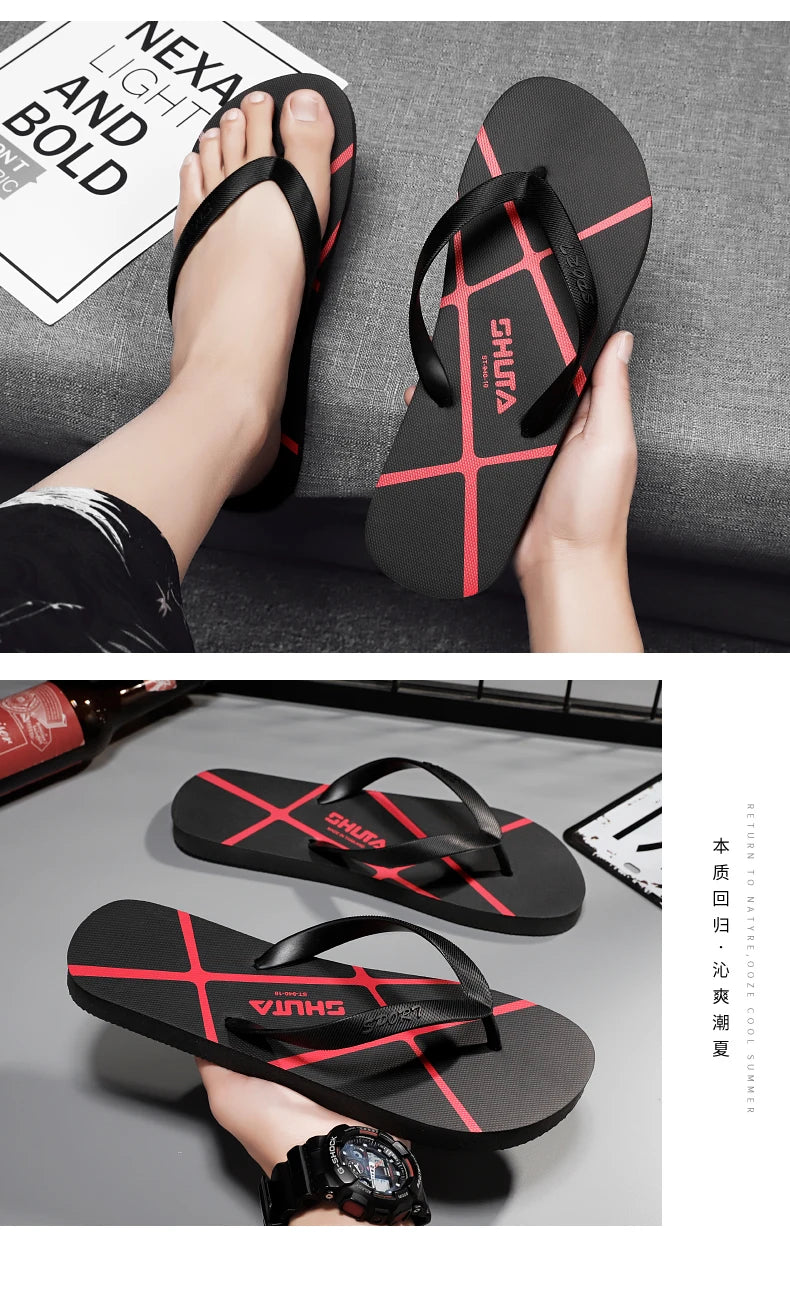 Men's Summer Flip Flop Fashionable Outdoor Slippers Casual Vacation Beach Shoes Indoor Bathroom Non-slip Flip-flops Sandals