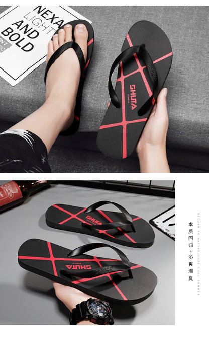 Men's Summer Flip Flop Fashionable Outdoor Slippers Casual Vacation Beach Shoes Indoor Bathroom Non-slip Flip-flops Sandals