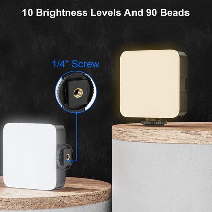 WEYLLAN Led Light for Camera and Tripod Mini Portable Light Selfie Rechargeable Video Lighting Cold Shoe Adjusted 3 Light Modes