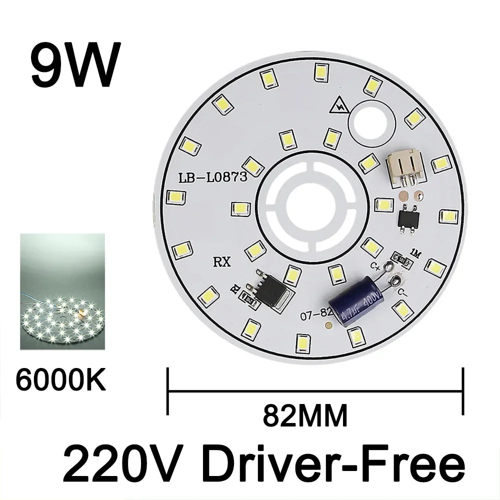 220V Driver-Free Light Panel LED Light Chip DIY Round Nordic Light Source Accessories Replacement Household Chandelier Bulb Patc