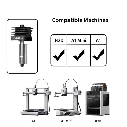 New High Quality H2D H2S H2C Hotend Kit with 0.2/0.4/0.6/0.8mm Hardened steel Nozzle Replace Hotend Kit For Bambu H2D A1/A1mini