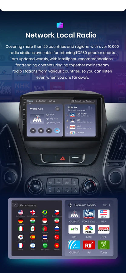 Junsun Android Wireless CarPlay Auto Car Radio For Hyundai Tucson 2 ix35 2009-2015 Car Intelligent Systems DSP SWC RDS GPS FM BT