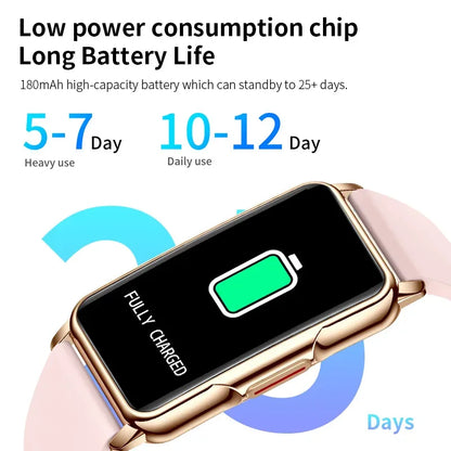 Smart Bracelet Women Smartwatch Men Heart Rate Blood Oxygen Waterproof Sport Fitness Smart Band Watch Call Reminder Ladies+Gift