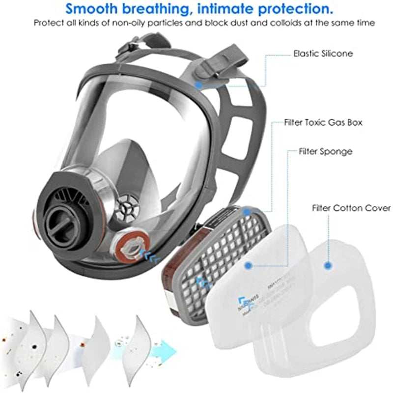 6800 Anti-gas full face mask spray paint chemical grinding activated carbon for gas mechanical polishing logging coating welding