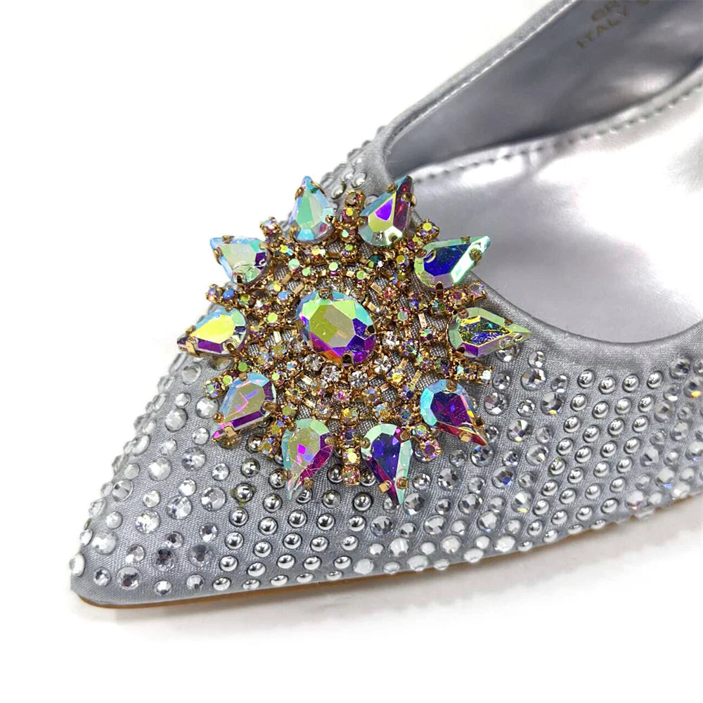 Venus Chan 2024 Summer New Design Specials Italian Women Shoes and Bag Set Fuchsia Color Comfortable High Heels With Rhinestone