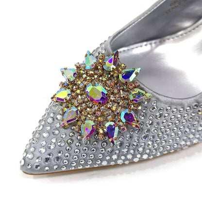 Venus Chan 2024 Summer New Design Specials Italian Women Shoes and Bag Set Fuchsia Color Comfortable High Heels With Rhinestone