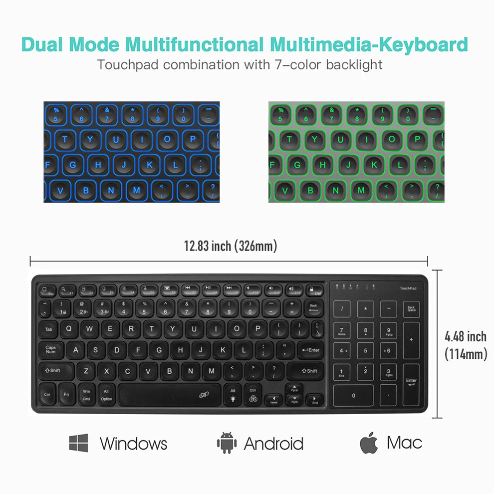 Backlight Bluetooth Wireless Keyboard with Touchpad Ergonomic Keyboard For Android Windows Desktop Laptop PC TV Box 78 Keys