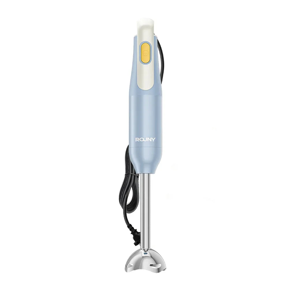 ROUNY Handheld Immersion Blender with Stainless Steel Blades for Kitchen Food Mixing, Light Blue Stick Blender, Classic Basic