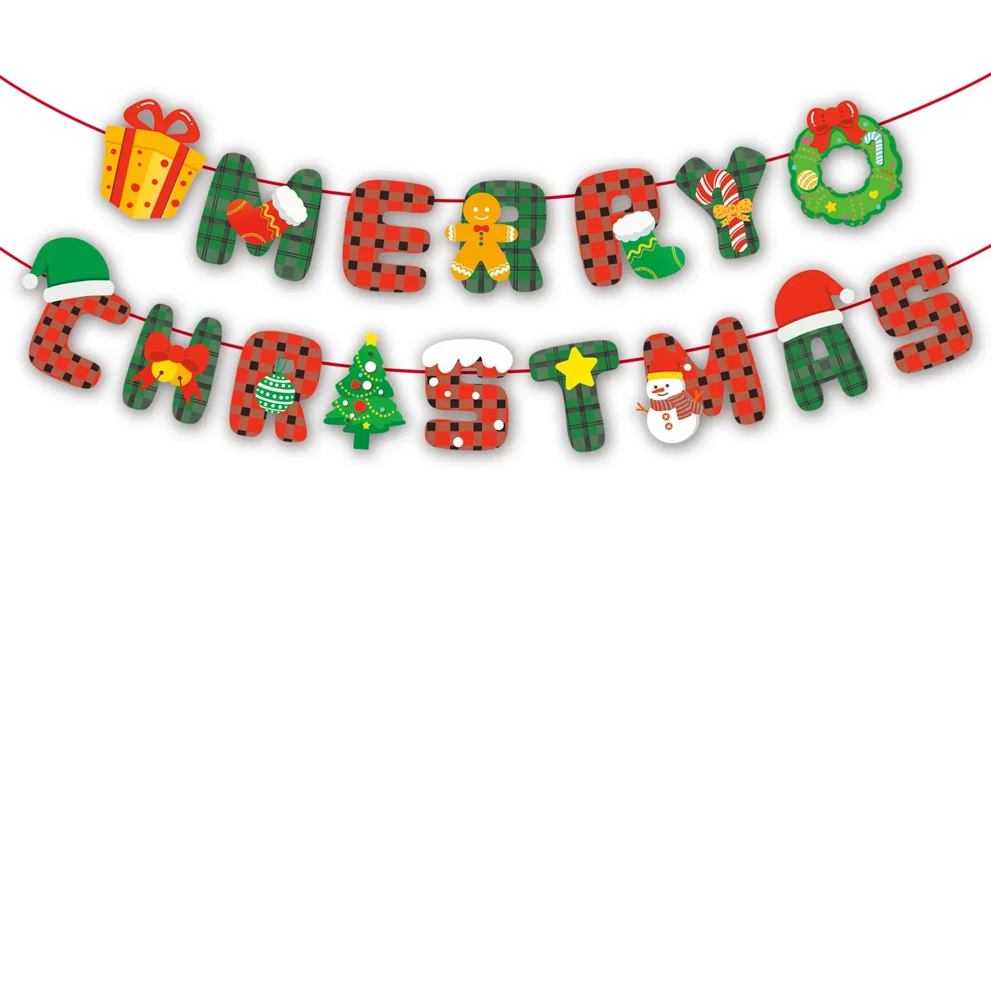Christmas Banner Tree Ornaments Merry Decoration for Home 2025 Santa Claus Pendant Xmas Gifts New Year 2026 Flag Party Pulling