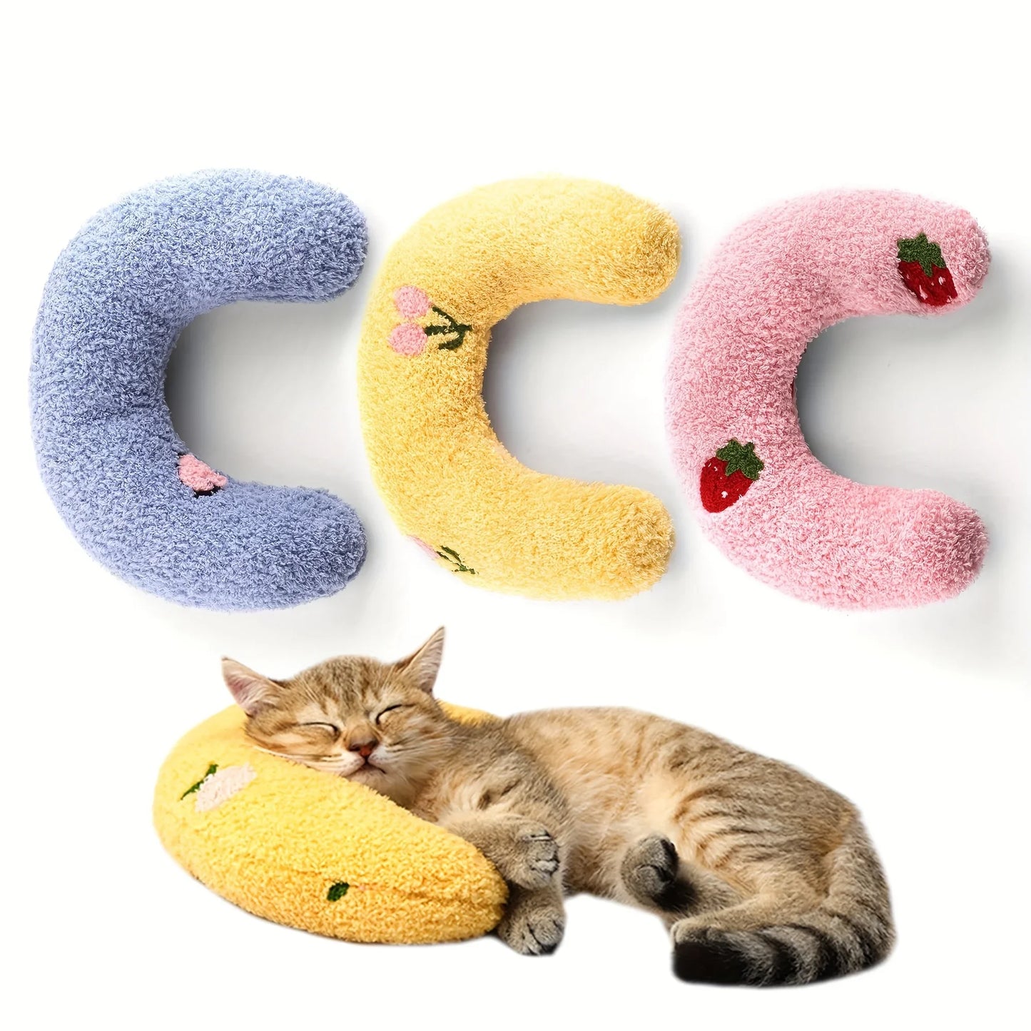 Warm Fluffy Pet Neck Pillow Comfortable U-Shaped Cushion for Cats Dogs Anxiety Relief and Deep Sleep