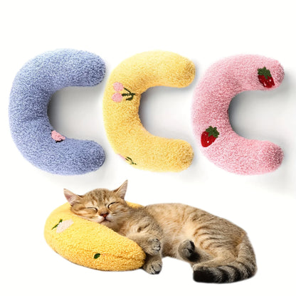 Warm Fluffy Pet Neck Pillow Comfortable U-Shaped Cushion for Cats Dogs Anxiety Relief and Deep Sleep