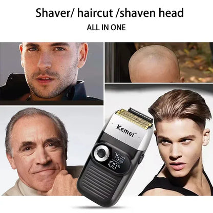 Kemei Original Multi-functional 2 In 1 Electric Shaver Rechargeable LCD Digital Display Reciprocating Razor For Men KM-2026 2027