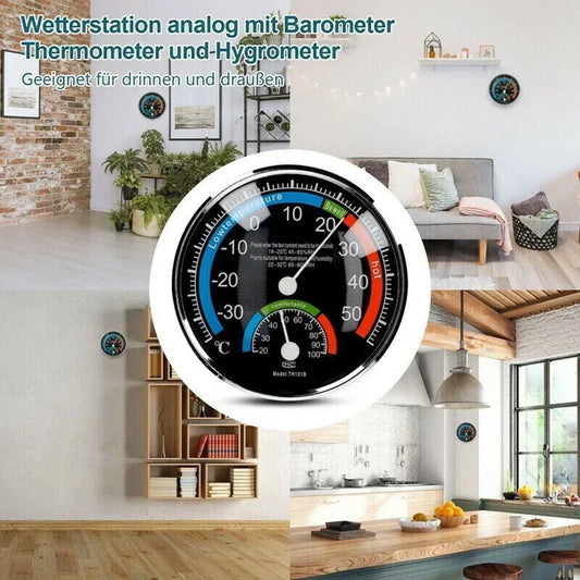 Thermo-hygrometer ABS Black/blue Room Climate Control Inside Thermometer Hygrometer Thermo Analogue Humidity by PDG ibma