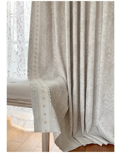 French Retro Style High-end Luxury Romantic Jacquard Chenille Lace Blackout Curtain Bedroom Door Screen Shutter Home Decor