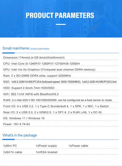 13Th Gen Mini Gaming PC Windows 11 Intel Core i9 13900H DDR5 PCIE4.0 Gamer Office Desktop Mini Computer Quad 4K Displays Wifi6