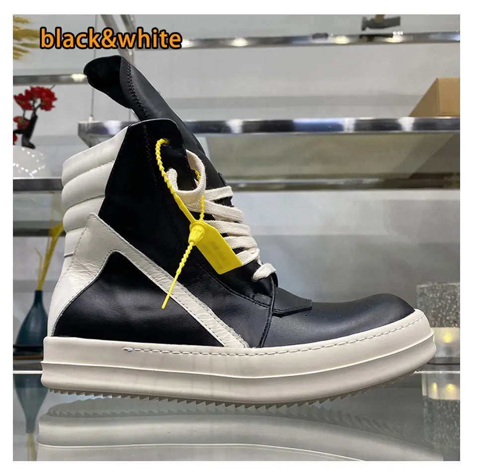 Ro Shoes Men Leather 2025 New Earthy Grey Cow Suede Lace Up Zipper Thick Sole Luxury Geo Women Street Hip-hop Casual Flat Boots