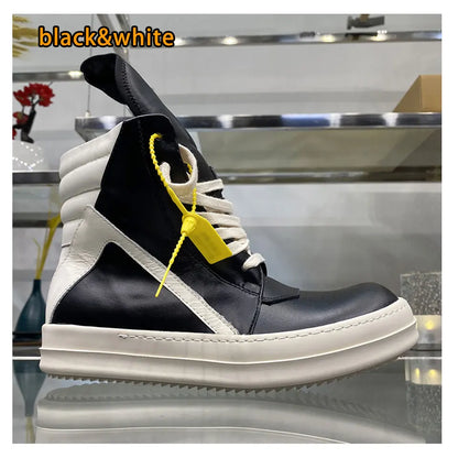 Ro Shoes Men Leather 2025 New Earthy Grey Cow Suede Lace Up Zipper Thick Sole Luxury Geo Women Street Hip-hop Casual Flat Boots