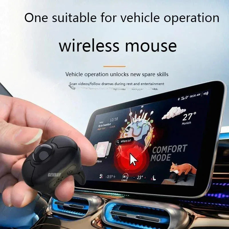 NEW Trackball Finger Ring Mouse 2.4G+Bluetooth Wireless Remote Control Mice for Short Video/PPT Speech/In-Vehicle Display Screen