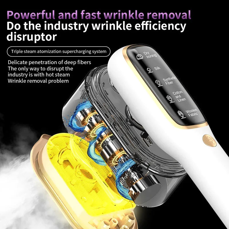 New LED Digital Display Smart Steam Iron Portable Folding Handheld Hanging Ironing Machine 1000W Home Ironing Machine