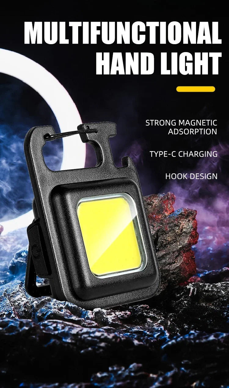 Super Bright MINI COB Keychain Flashlight Charging Lamp Camping Lights with Magnet 4 Lighting Modes for Camping Home