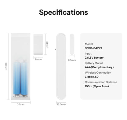 SONOFF SNZB-04PR2 SenseGuard DW Gen2 Zigbee Door/Window Sensor Active Security With Tamper Alerts Matter Bridge Via Apple Home