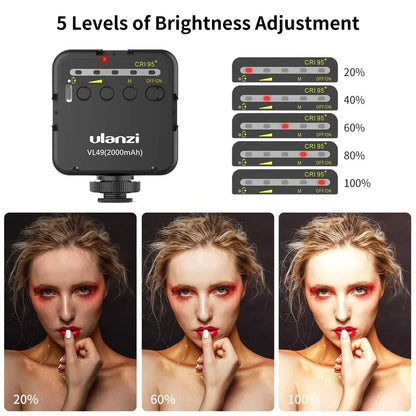 Ulanzi VL49 6W Mini Vlog LED Fill Light White 2000mAh 5500K Zoom Lighting Photographic Lighting Video Phone Selfie Fill Lamps