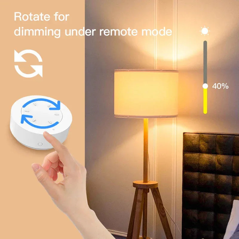 Tuya ZigBee Smart Knob Scene Switch Wirelessly Controls Lights Curtains And Switches Via The Tuya Smart app
