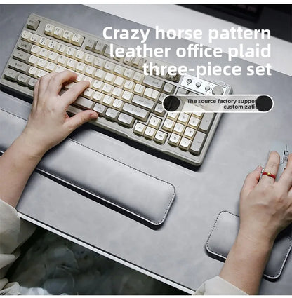 Wrist Pad Rest Keyboard Guard Three Pieces Desk Pad Waterproof PU Mouse Pad Large Mousepad Laptop Non-slip Desk Mat Mouse Mat