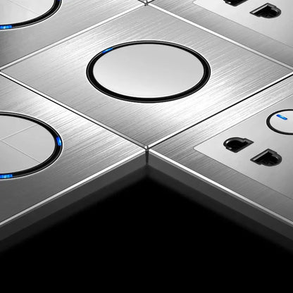 1 Way Light Switch Any Click Household Silver Aluminum Alloy Panel Switch Socket 90V-250V