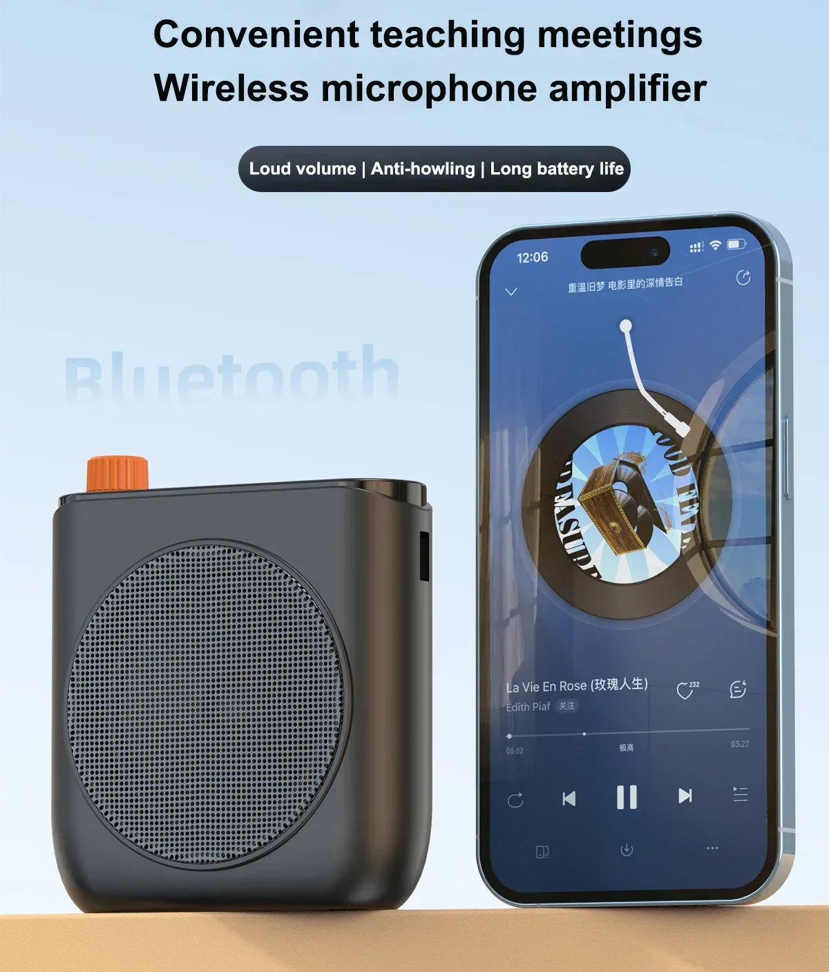 Portable Magnetic Megaphone Voice Amplifier Mini Audio Speaker with Microphone Rechargeable Loudspeaker for Teachers Tour Guider