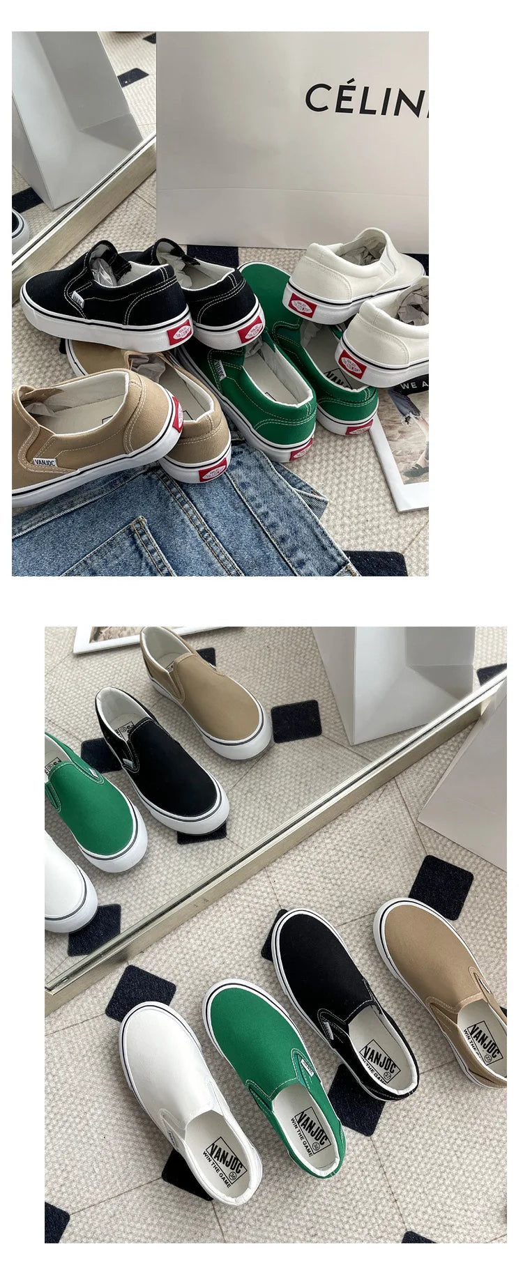 Women's Slip-On Canvas Shoes Summer 2026 Korean Style Student Flat Rubber Sole Wear-Resistant Low Cut Flat Heel Street Fashion