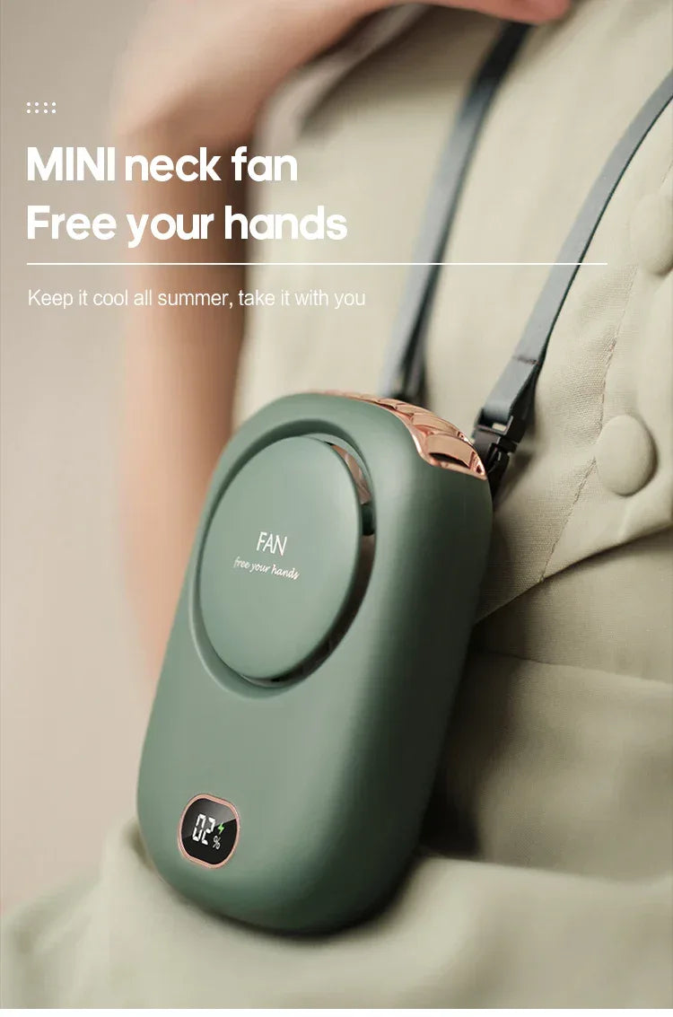 New Portable Hanging Neck Fan, Mini Cooling Waist Fans, Rechargeable Bladeless Fans 2000mAh Outdoor Personal Ventilador