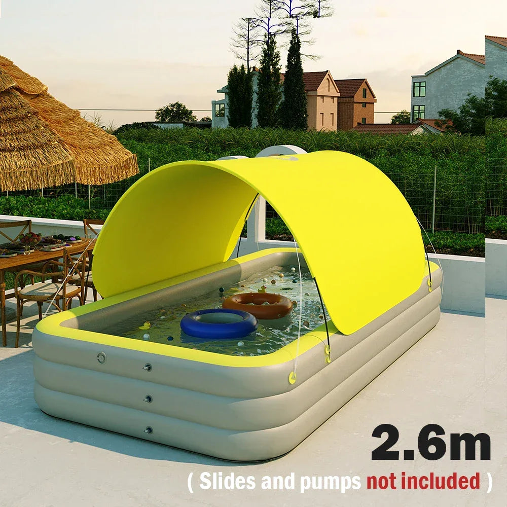 2/3M Large Swimming Pool Family Outdoor Party Pools Children's Inflatable Swimming Pool Sun Shade Folding Pool for Kids Baby Toy