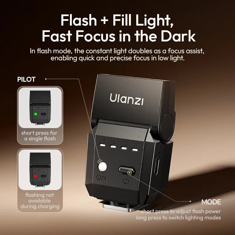 Ulanzi SL03 Mini Speedlight Flash Camera Flash GN8 4 Level Adjustable Fill Light for Canon Sony Nikon DSLR Outdoor Photography