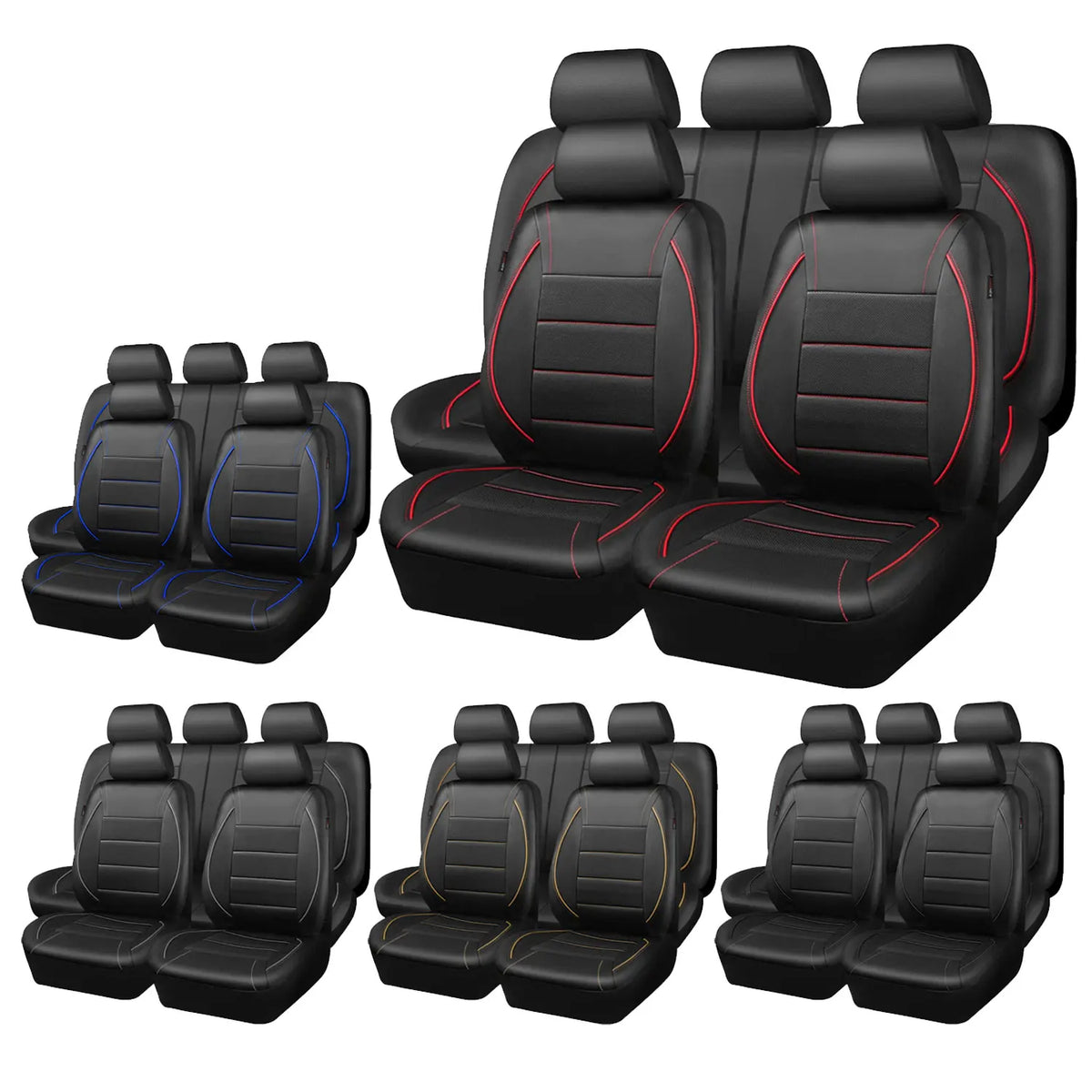 Universal Leather Car Seat Covers Simple Style Breathable 5 Seat Car Seat Cover by PDG ibma